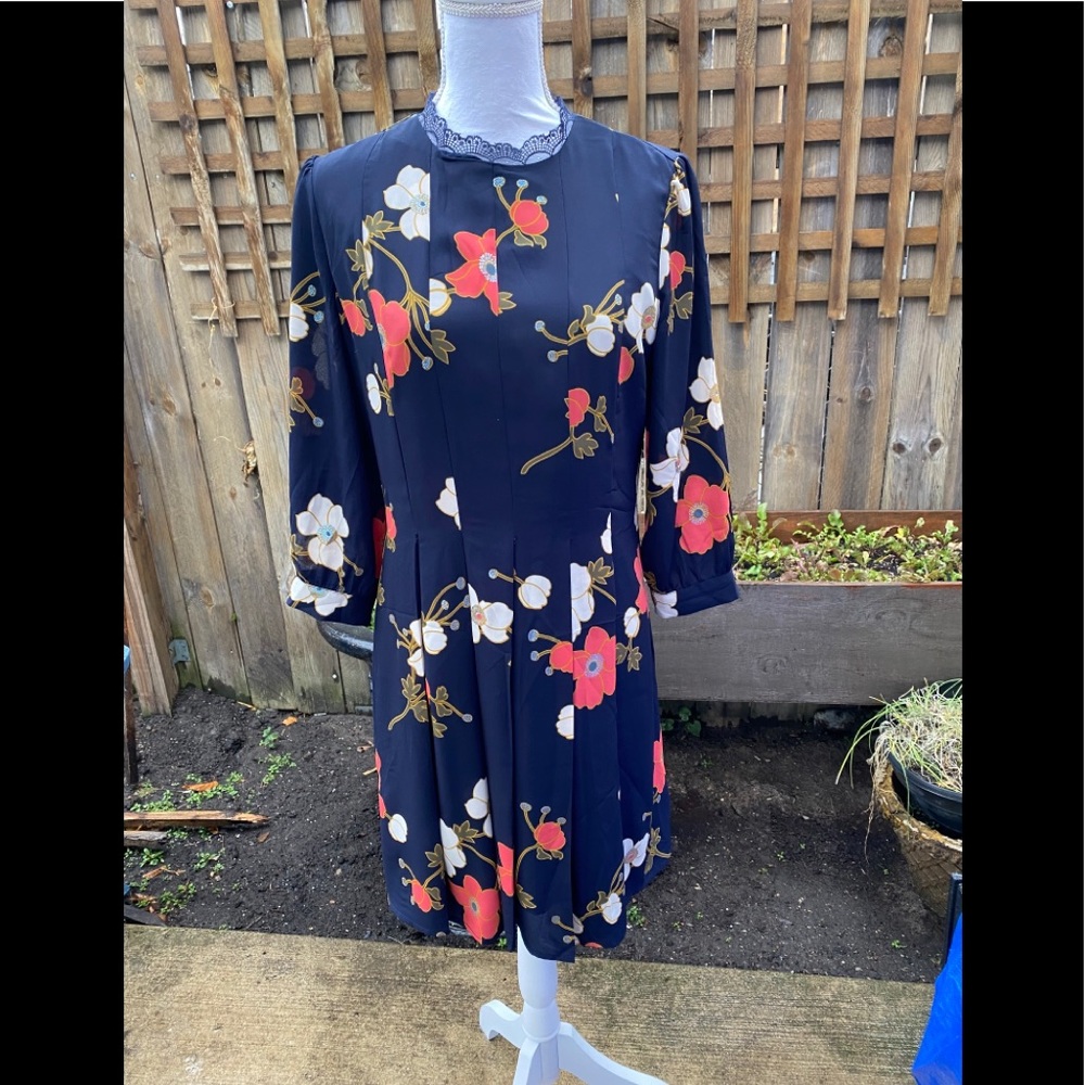 LC Lauren Conrad Ruffle Neck knee length dress